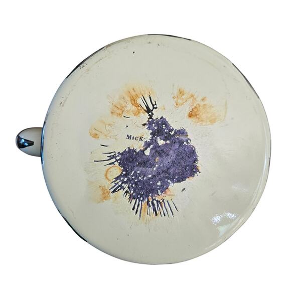 MacKenzie-Childs Courtly Check Black & White Enamel Tea Kettle Blue Green Red - Picture 14 of 16